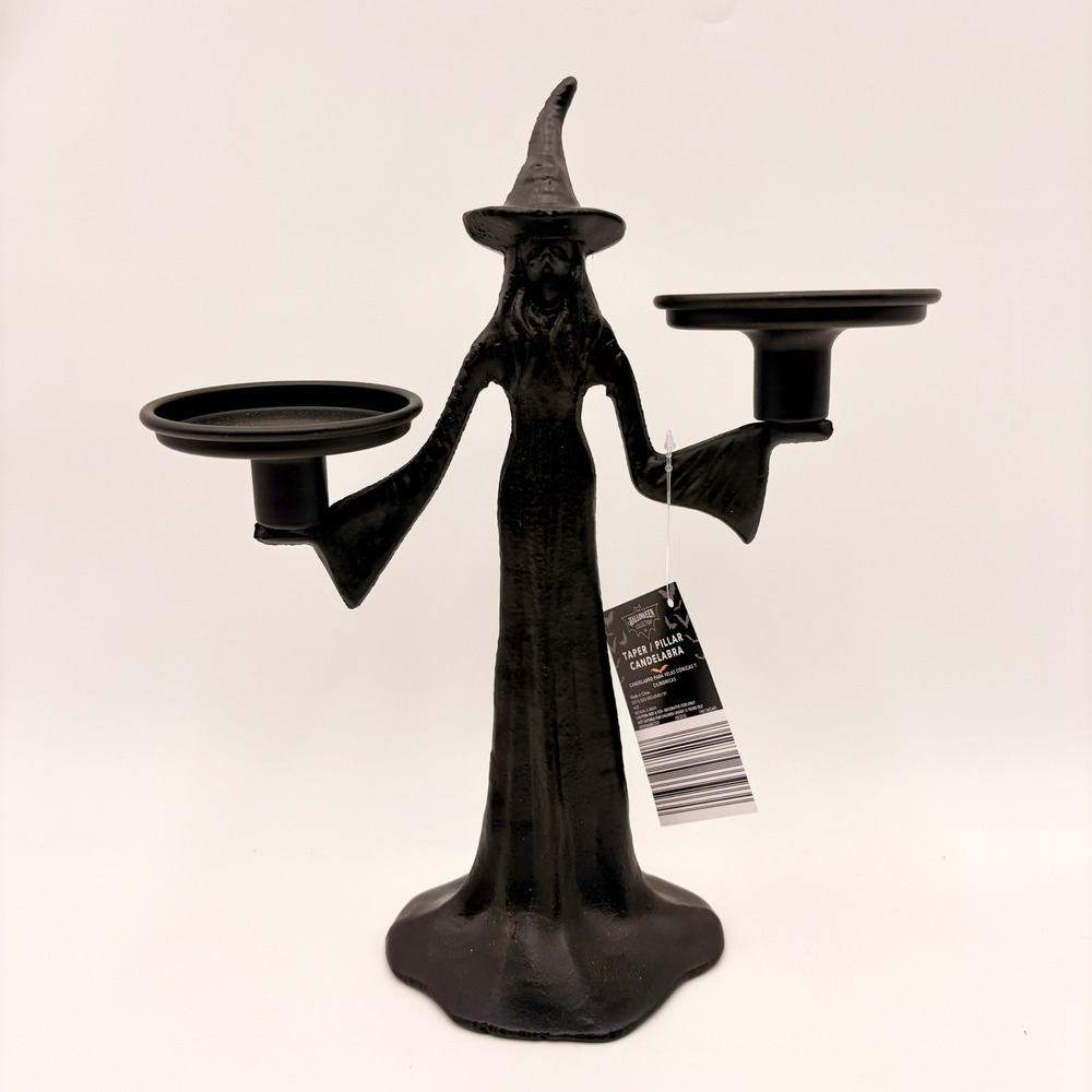 The Halloween Collection Witch Taper Pillar Candelabra Matte Black Aldi
